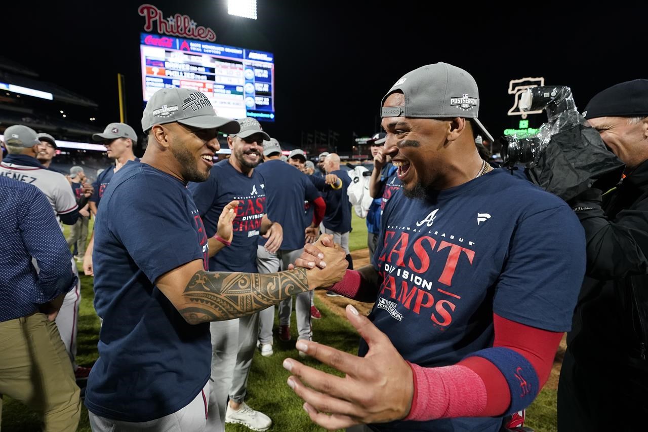 Atlanta Braves clinch 6th straight NL East title, beat Phillies 4-1 as  Strider gets 17th win - Victoria Times Colonist