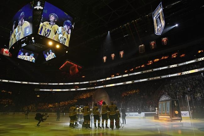 Golden Knights raise Stanley Cup banner, beat Kraken 4-1 in opener