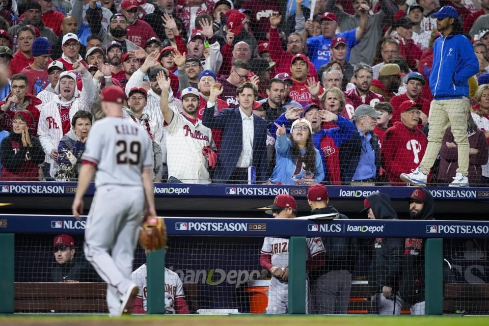 Schwarber homers twice as Phillies power past Arizona 10-0, lead