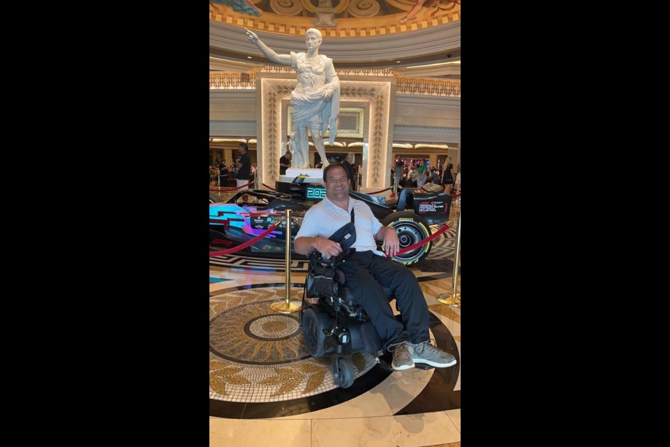 A disabled British Columbia man who dragged himself off an Air Canada flight in Las Vegas after the airline's ground assistance personnel were not available to help him says he doesn't want others to go through the same experience. Rodney Hodgins is seen in Las Vegas in an August 2023 handout photo. THE CANADIAN PRESS/HO-Deanna Hodgins, *MANDATORY CREDIT*