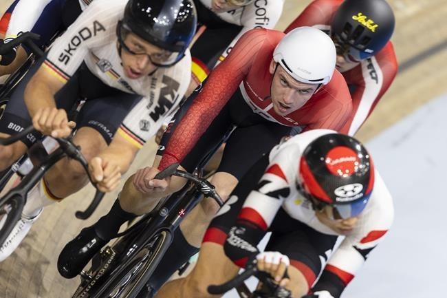 Canada's Bebek took gold, while the men's sprint team won bronze at the UCI Track Nations Cup