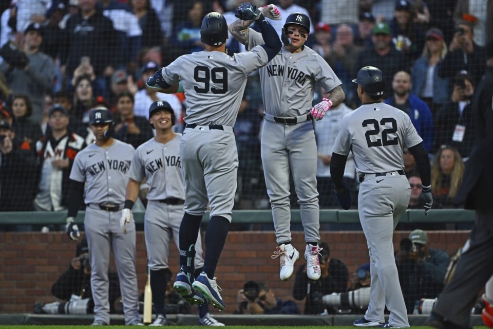 Aaron Judge homers twice in first trip to San Francisco to cap off spectacular May