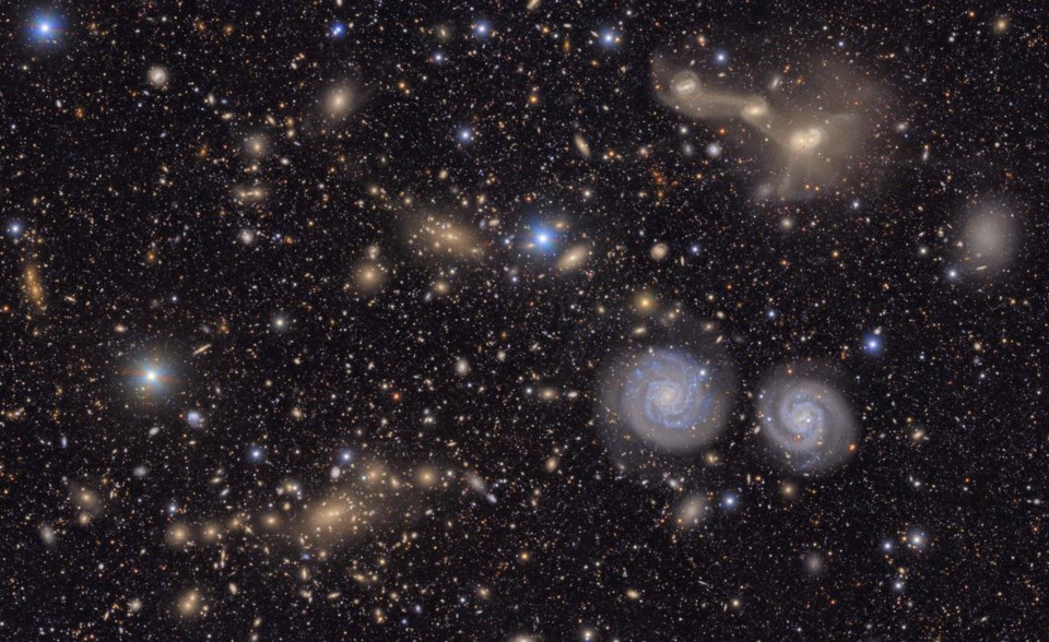 This image provided by the NSF-DOE Vera C. Rubin Observatory shows another small section of the observatory's total view of the Virgo cluster. (NSF-DOE Vera C. Rubin Observatory via AP)