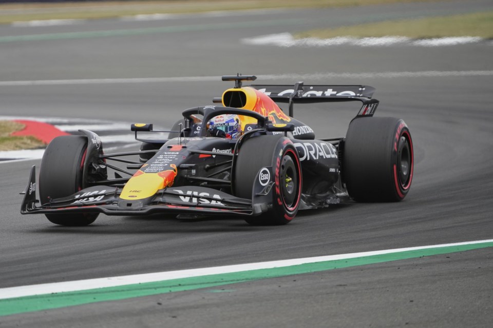 Red Bull driver Max Verstappen of the Netherlands in action during the qualifying for the British Formula One Grand Prix in Silverstone, England, Saturday, July 5, 2025. (AP Photo/Darko Bandic)