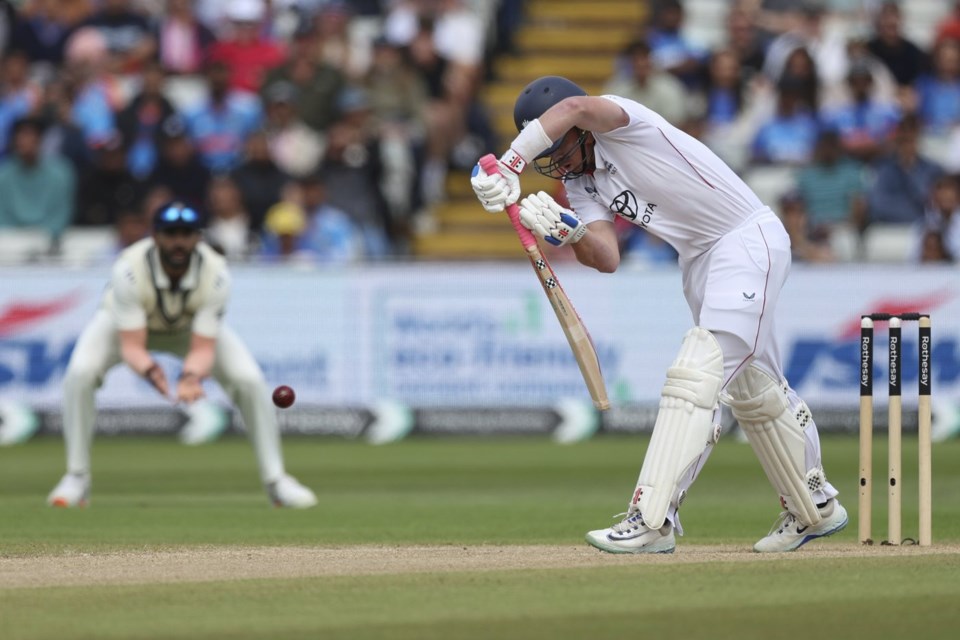 England's Ollie Pope bats on day five of the second cricket test match between England and India at Edgbaston in Birmingham, England, Sunday, July 6, 2025. (AP Photo/Scott Heppell)