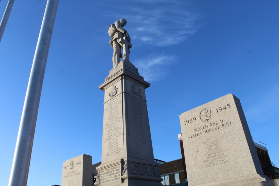 The cenotaph in downtown Barrie. Raymond Bowe/BarrieToday