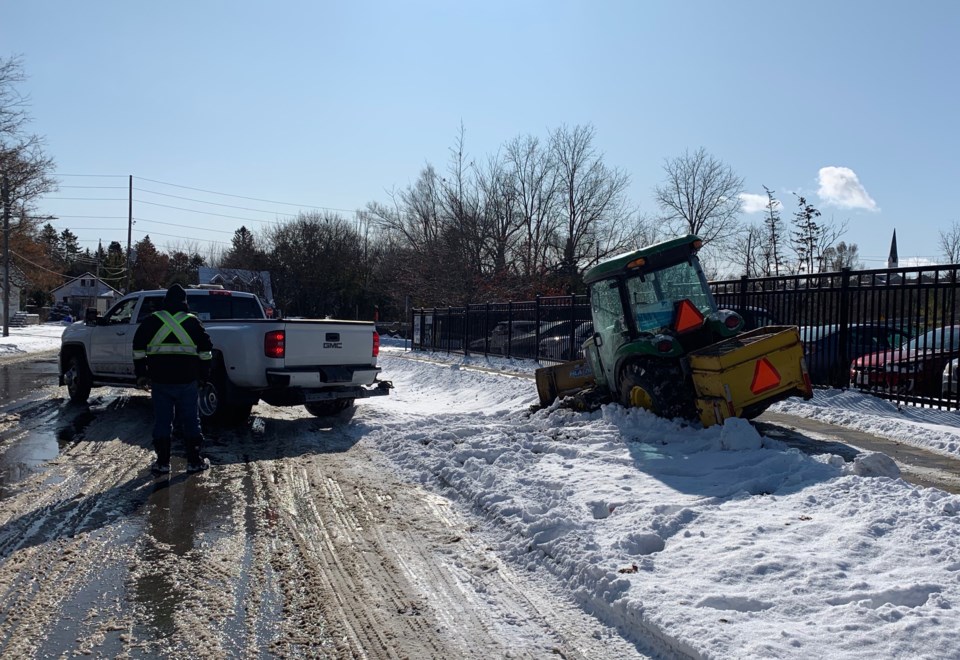 USED 2019 11 13 sidewalk snow plow stuck DK