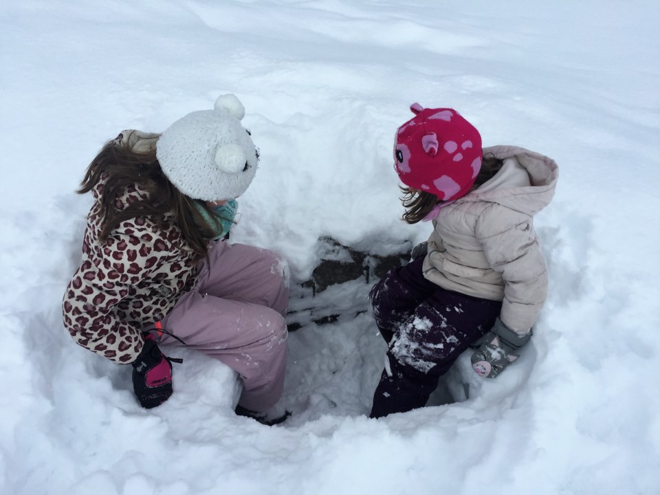 USED 2019-02-14goodmorning  2 Finding a hole in the ice. Photo by Brenda Turl for BayToday.
