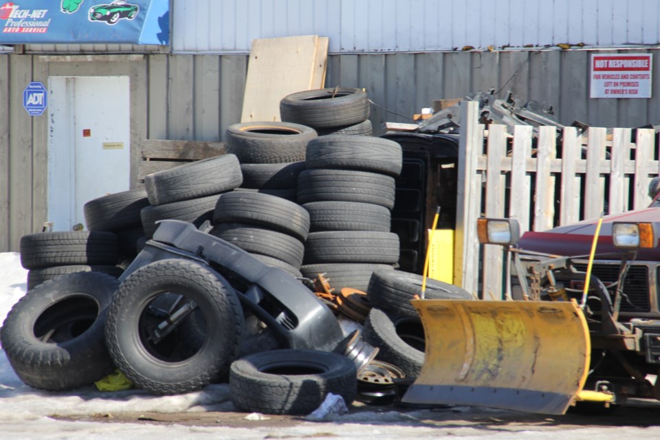 USED 2019-04-11goodmorning  4 A pile o' tires. Photo by Brenda Turl for BayToday.