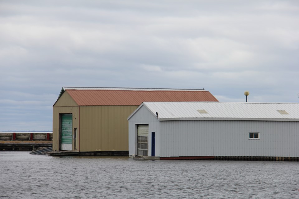 USED 2019-05-30goodmorning  7 Boat houses at the waterfront. Photo by Brenda Turl for BayToday.