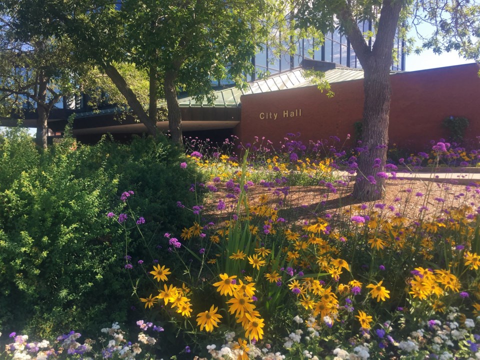 USED 2019-09-05goodmorningnorthbaybct  3 City Hall with blooms. Photo by Brenda Turl for BayToday.