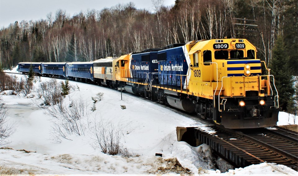 USED 2021-3-16goodmorningnorthbaybct 5 Ontario Northland passenger train on a trial run. North Bay. Courtesy of Kyle Jodouin.