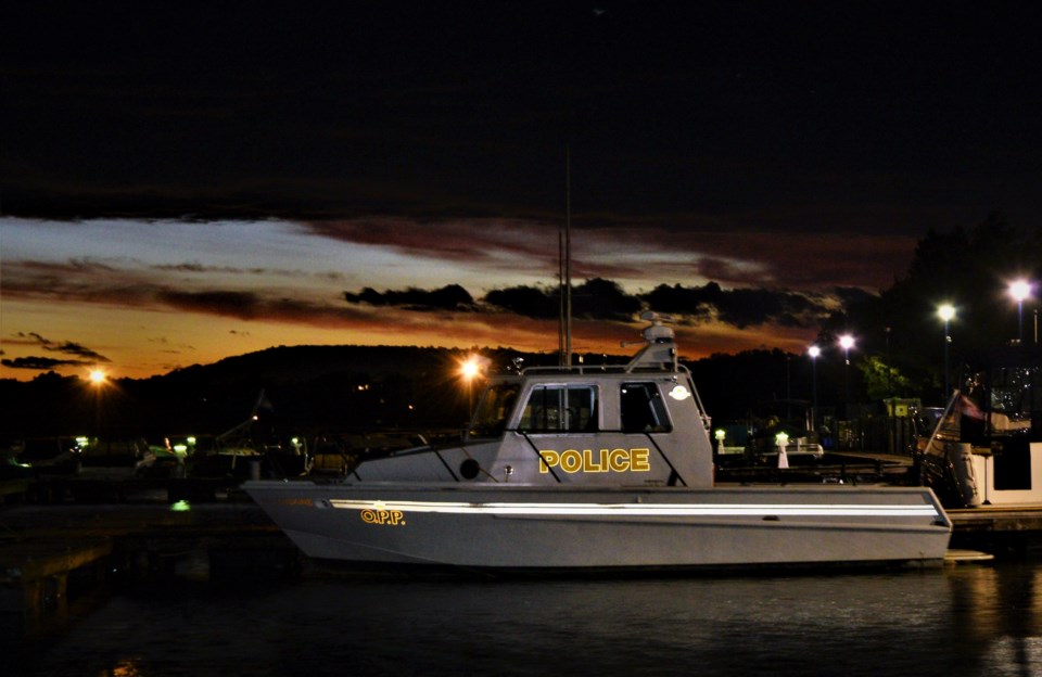 USED 2022-8-30goodmorningnorthbaybct  5 Police boat at the waterfront. North Bay. Courtesy of David Stevenson.