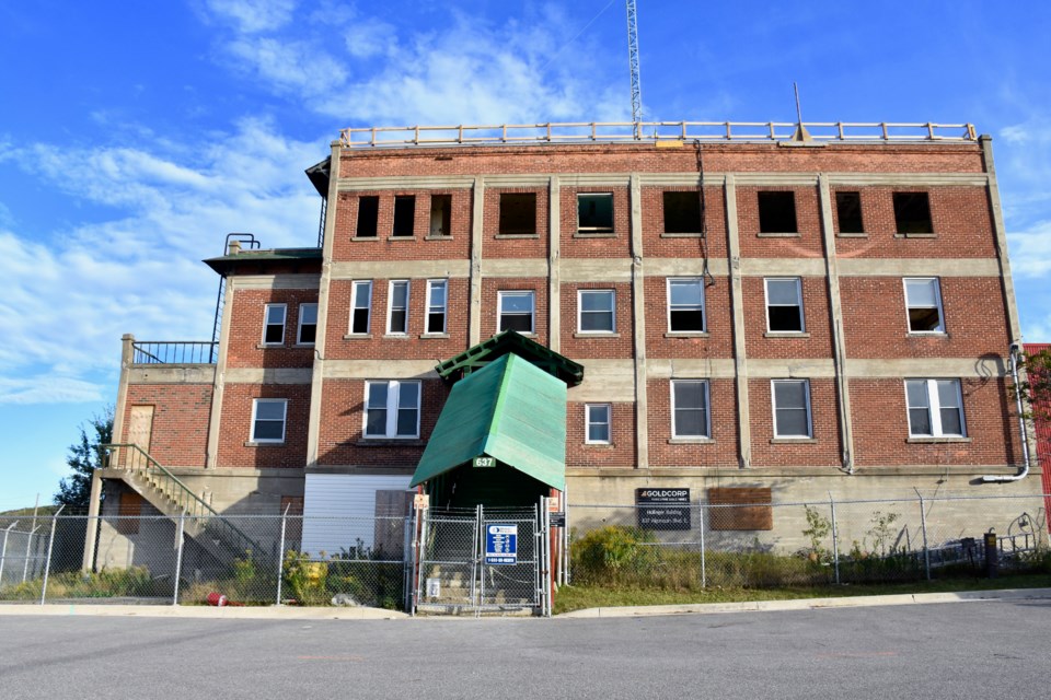 Work has started to tear down the historic Hollinger mine office building in Timmins. Maija Hoggett/TimminsToday