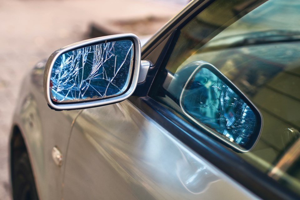 car mirror cracked