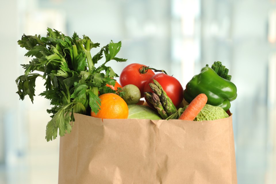 groceries vegetables paper bag stock