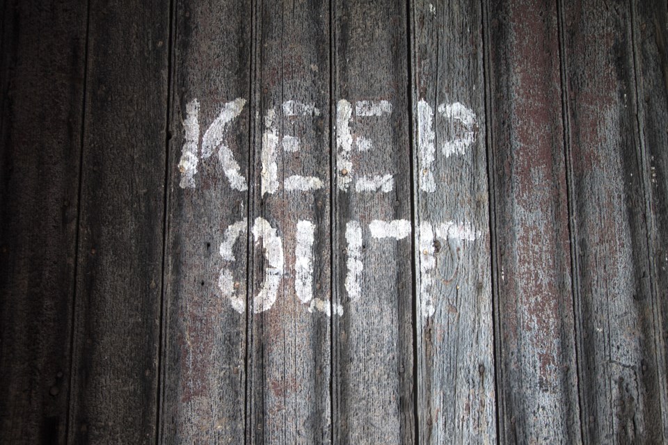keep out sign wood stock