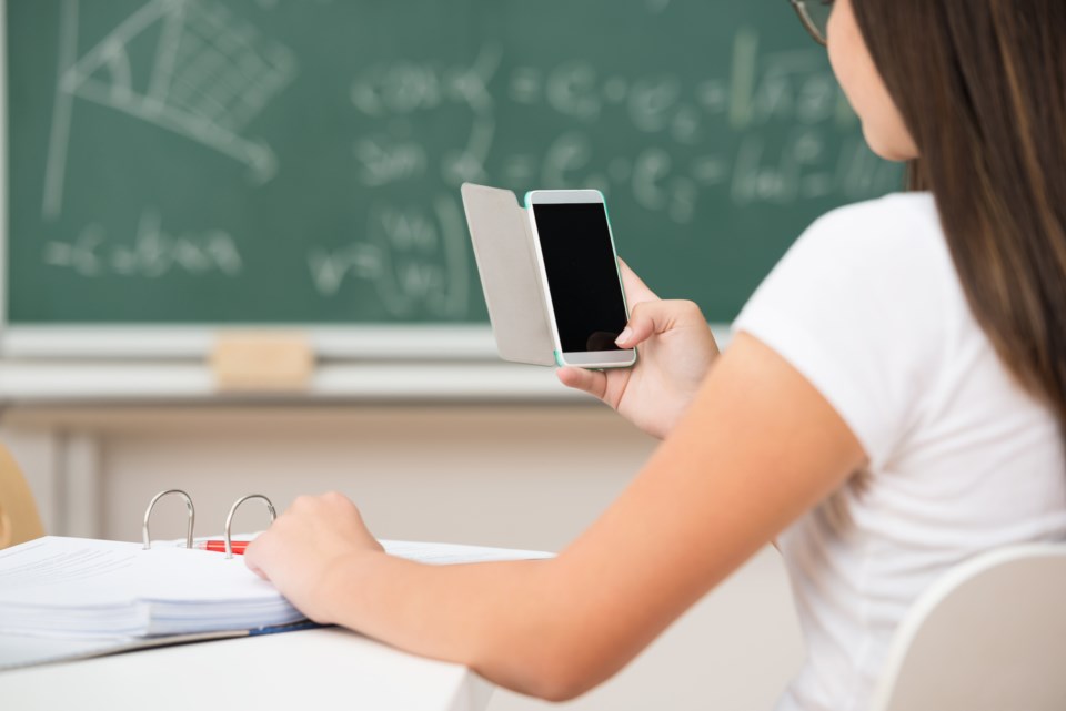 smartphone classroom stock