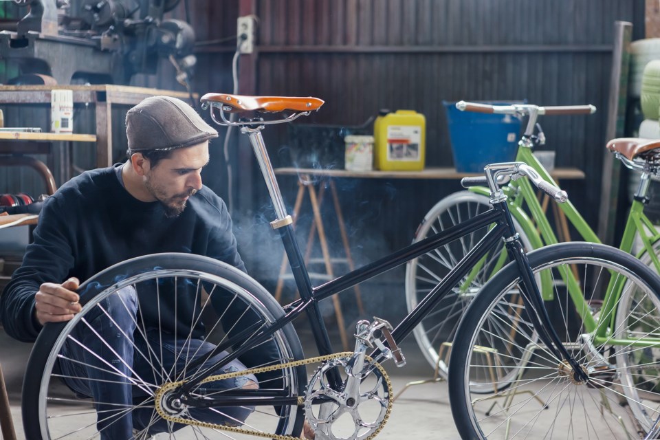 smoking workplace bicycle stock