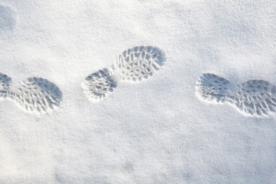 snow footprints stock