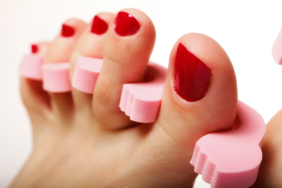 toes pedicure nail polish stock