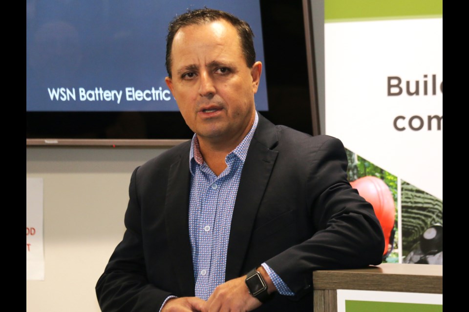 Mining consultant Mike Mayhew of Sudbury was one of the key speakers at a recent battery-electric vehicle safety symposium hosted by Workplace Safety North. (Len Gillis photo)