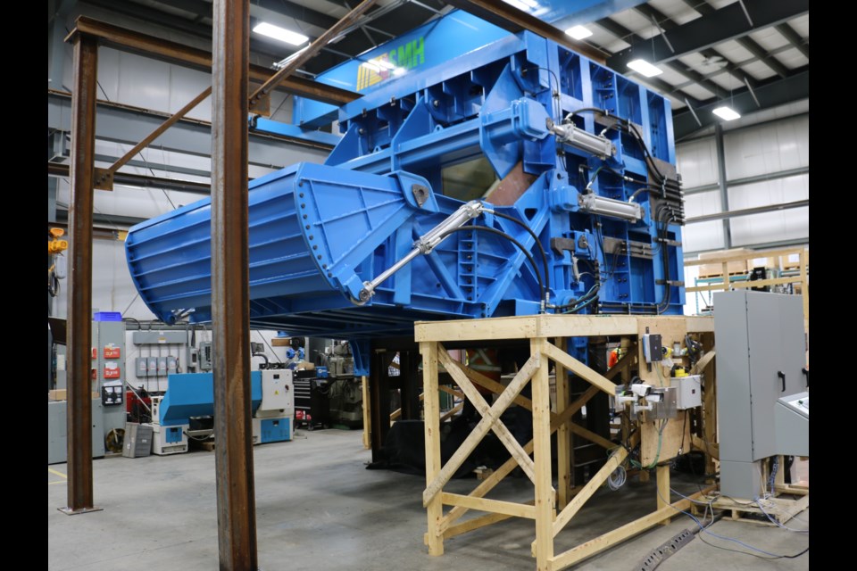 The prototype version of the new mining chute created by Variant Mining Technologies in Sudbury to be installed at the Oyu Tolgoi copper mine in Mongolia. (Len Gillis photo)