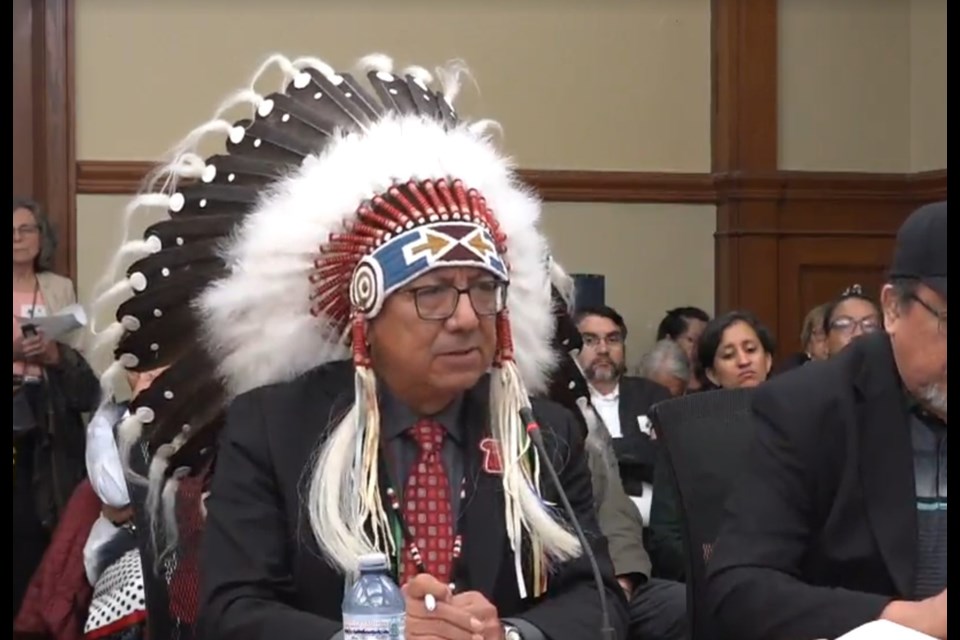 NAN Grand Chief Alvin Fiddler addresses a legislative committee May 22, 2025, in Toronto. 