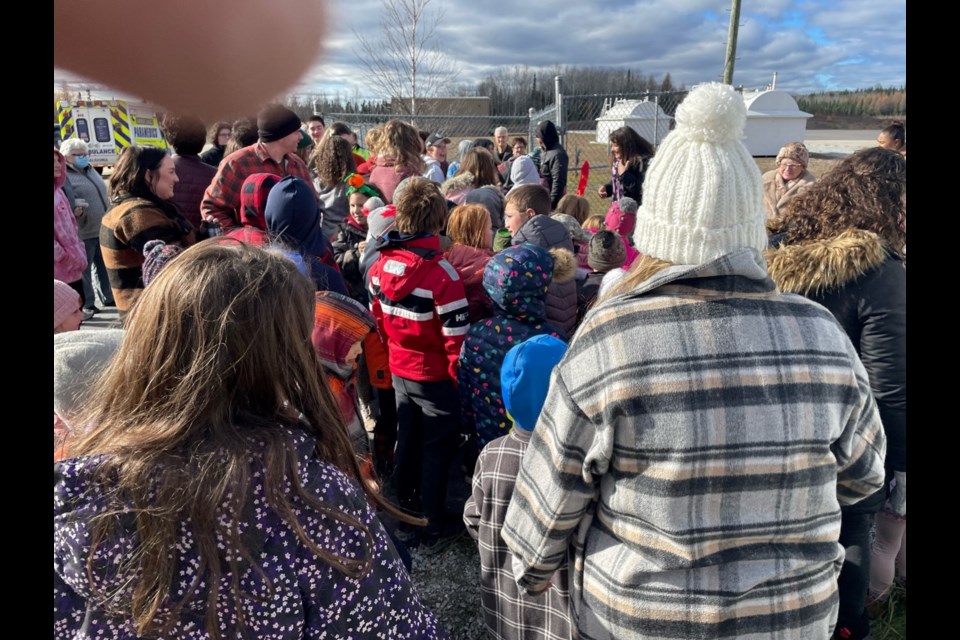 Hornepayne residents gather to celebrate completion of airport runway rehabilitation project.