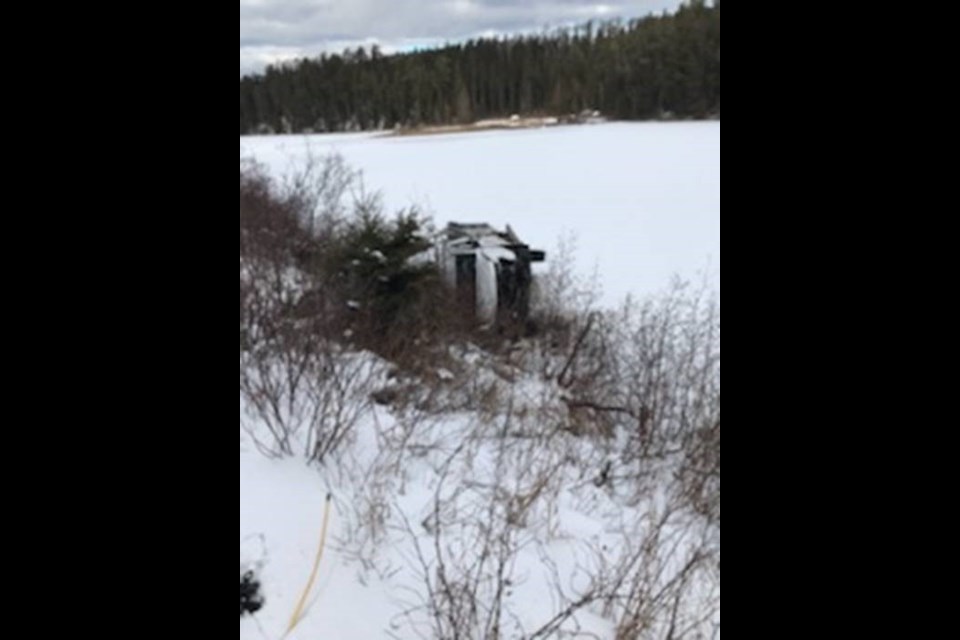 The hi-rail vehicle was destroyed after the collision with the train. (Transportation Safety Board of Canada)
