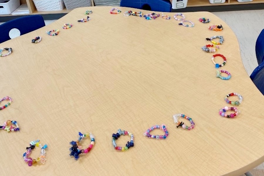 Students in the Grade 1/2 class at St. Hilary School made and sold bracelets as a foundraiser for the community's recreation centre.