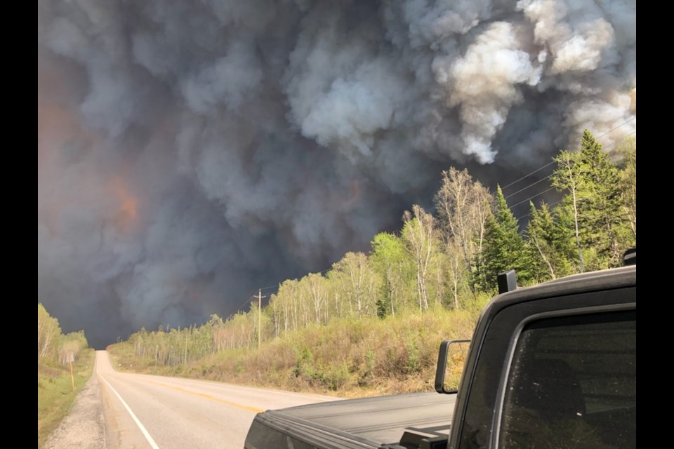 Smoke closes Highway 631 (Photo by OPP)