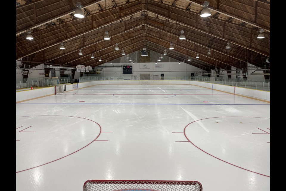 A look at the arena with fresh ice.