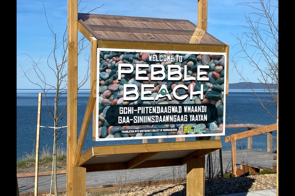 The redesigned Pebble Beach sign pictured here on May 6, 2024.