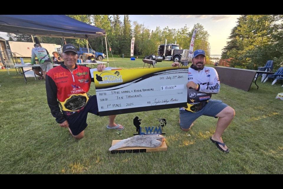 Steve Gravell and Kevin Robineau winners of the 2025 Longlac fishing derby and NOWT Championship