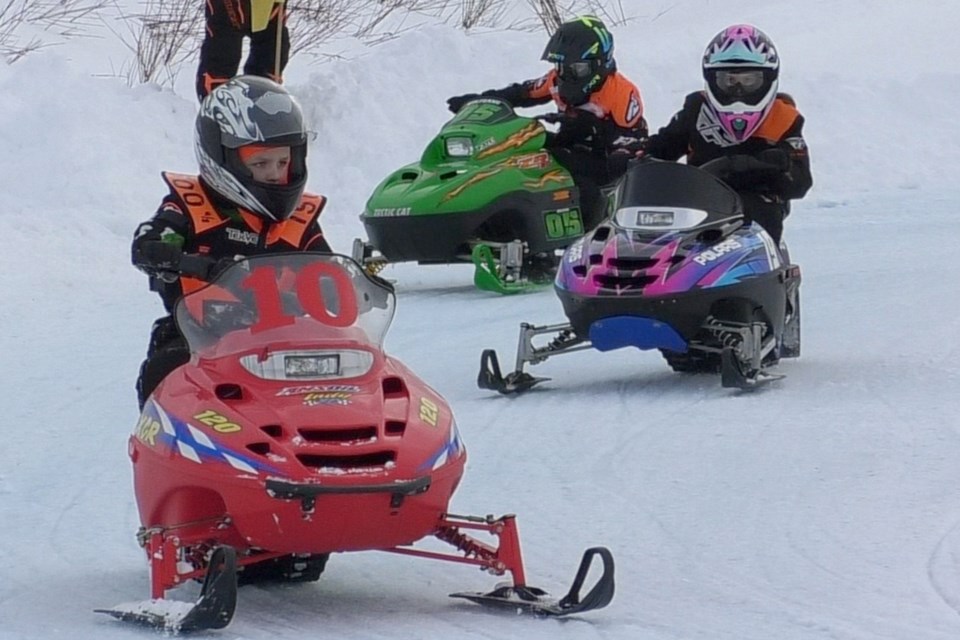 Walsh Service Solutions Mini-5 Kids Snowmobile Races were held Sunday afternoon on a part of the I-500 race track.