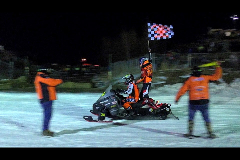 #74 Bunke Racing took the checkered flag at the 55th running of the I-500 Snowmobile Endurance Race Saturday.