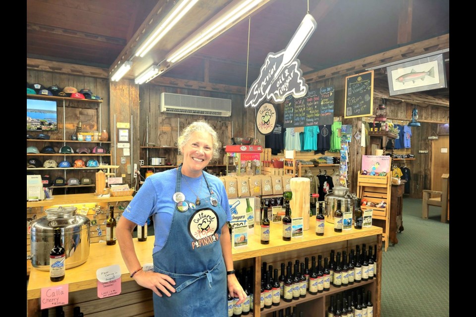 Kathleen Twardy of Cultured Pop selling Michigan made syrups, sauces, sodas and more