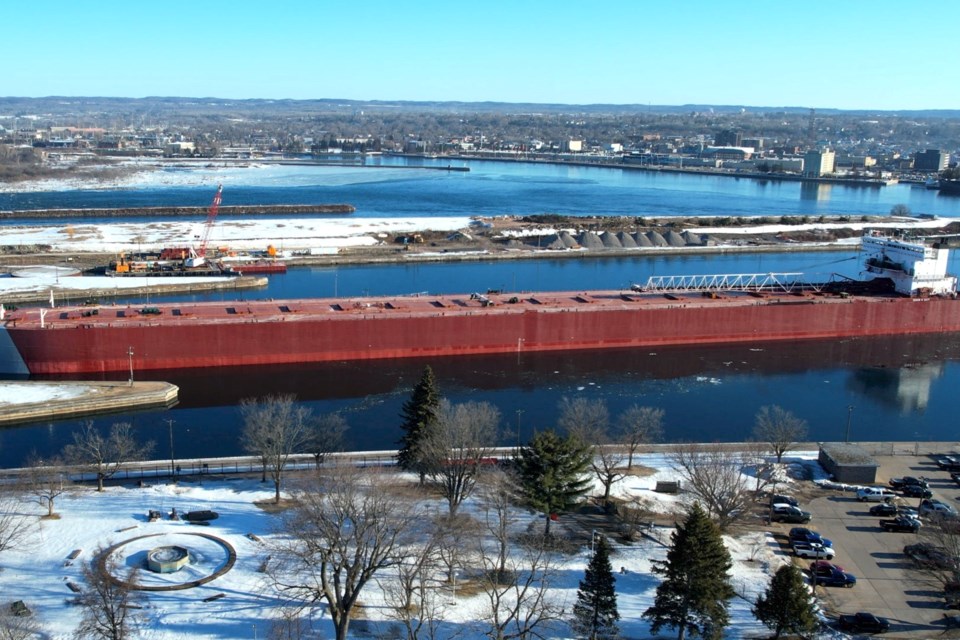The 1004'x105' Edwin H. Gott freighter has been idle on the east side of the Poe Lock, waiting for the Soo Locks to officially open Saturday at 12:01 a.m.