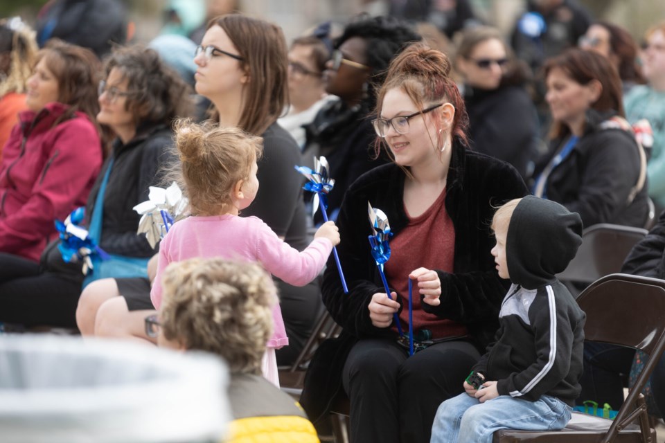 Pinwheels planted as part of Child Abuse Prevention Awareness Day Rally