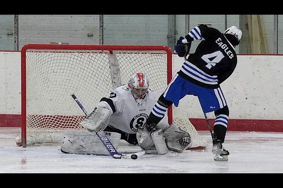 Sault High Blue Devils dominated the Elks Showcase at Big Bear Arena this weekend winning big against Milford Friday night and Lakeland Saturday afternoon.