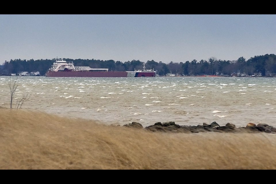 The Presque Isle battled the strong winds and high waves at Sherman park in Sault Ste. Marie around 5p.m.