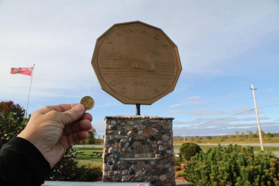The Echo Bay big loonie is a popular roadside attraction just east of the "Soo". Take a stroll on the adjacent wetland boardwalk. Bill Steer photo