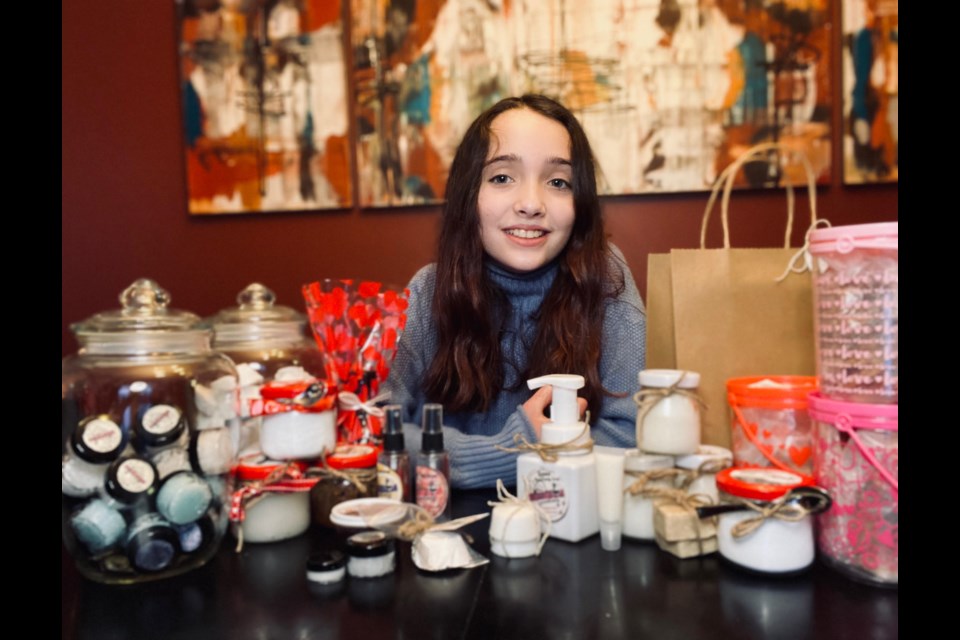 10-year-old Kassidy Gioia with her homemade products.