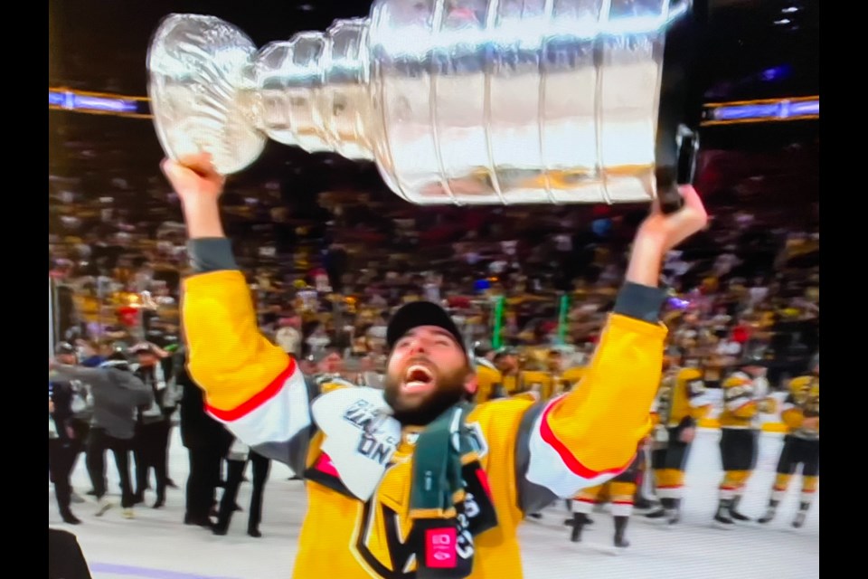 Michael Amadio of Sault Ste. Marie won the Stanley Cup on June 13, 2023.