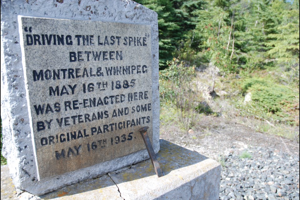 Cairn -  It is not so well known there was a last spike ceremony and a commemorative cairn just west of the Jackfish tunnel.