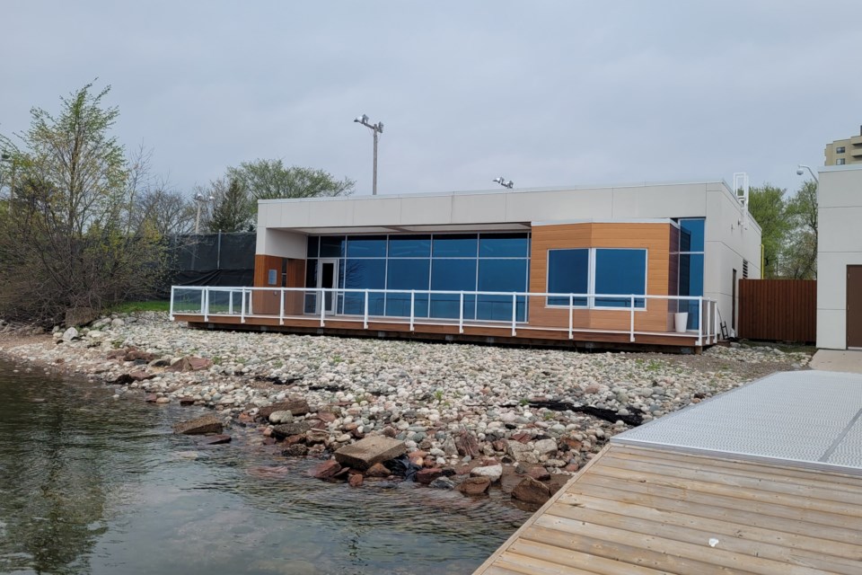 Sault College Waterfront Adventure Centre view from the dock.