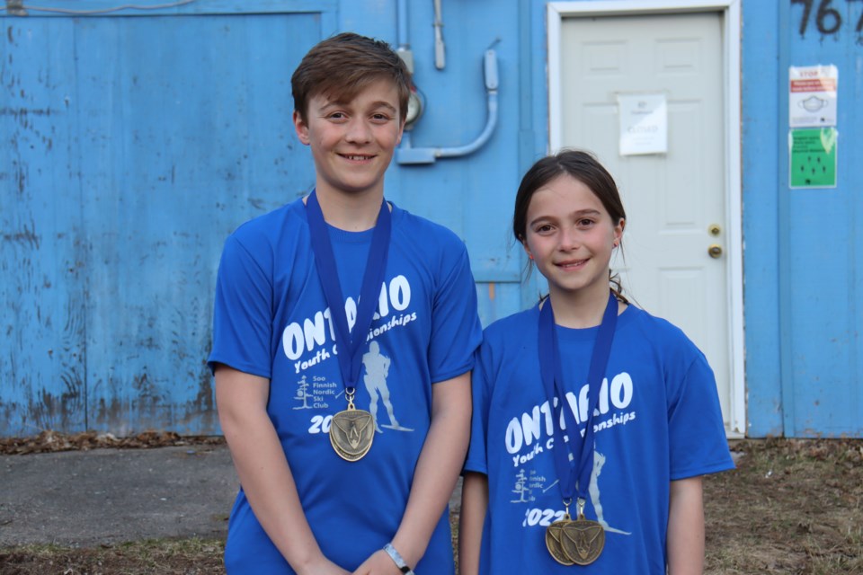 Cross-country skiing siblings Jasper (left) and Gwendolyn (right) each earned two gold medals at the recent Ontario Youth Championships.