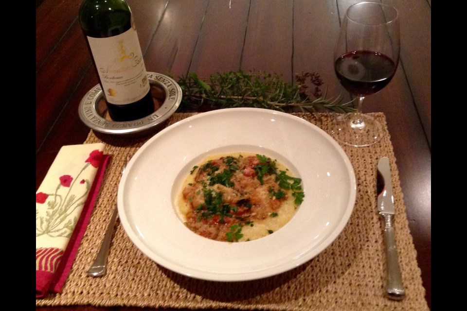 Chicken Toscano with Balsamic Vinegar, Tuscan Herb Oil and Creamy Oven-Baked Polenta. Vin Greco for SooToday.com