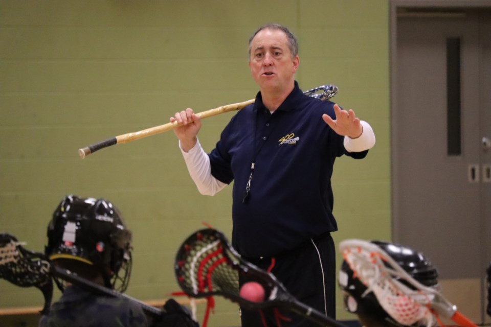 Lacrosse coach and former city councillor Brady Irwin (pictured) helped provide free instruction for kids at École Notre-Dame-du-Sault on Jan. 20, 2024.